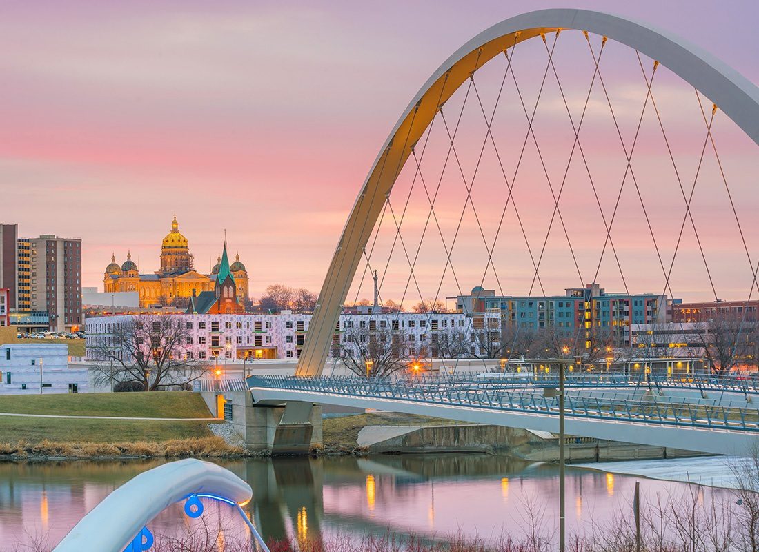 Contact - Aerial View of Des Moines With a Bridge in View